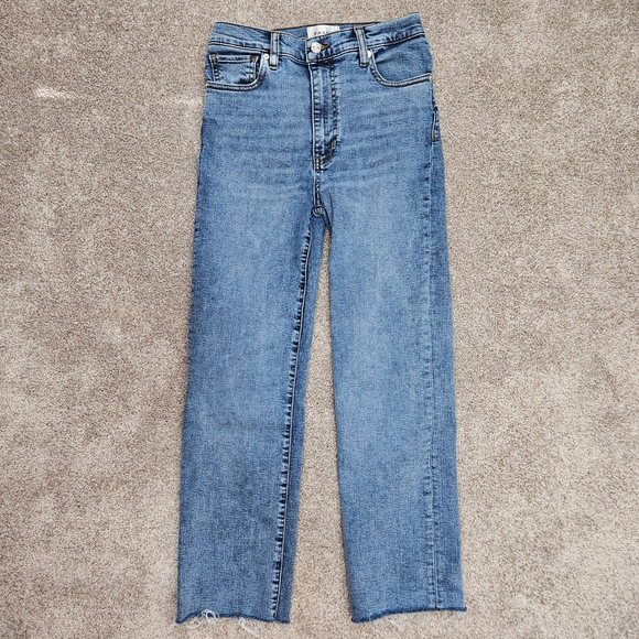 FRAME Denim - Frame Le Sleek Straight Jeans Womens 27 Rowley Raw Fray Blue Denim Raw Hem